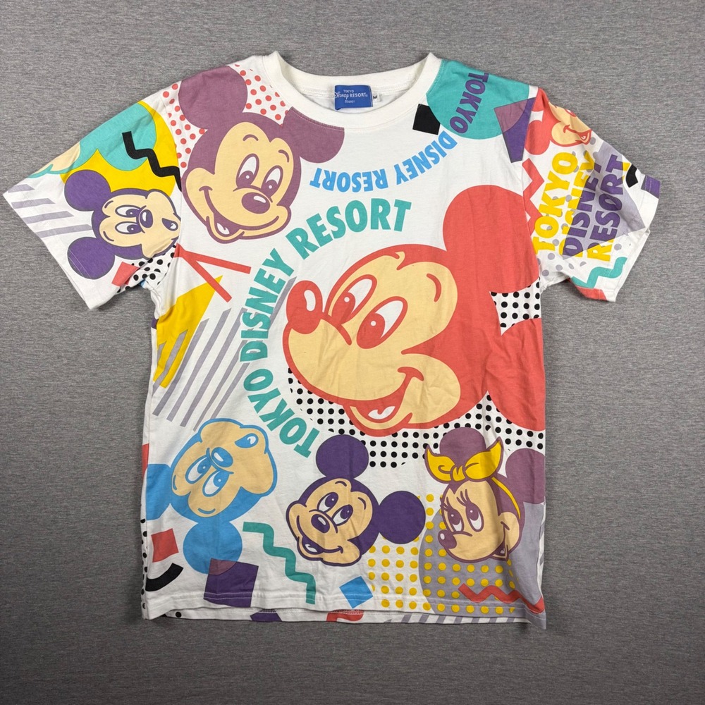 Tokyo Disney Resort T-Shirt Medium Mickey Mouse All Over Print Retro 90s Style